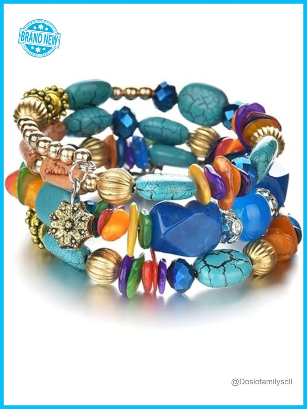 Multilayer Irregular Agate Bead Charm Bracelet Boho Yoga Wrap Bangle